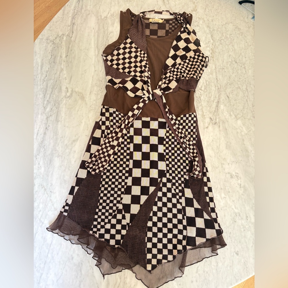 Bacci Brown Checkered halter Dress